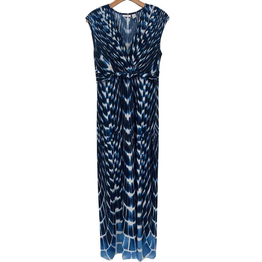 Chico’s 1 Women’s maxi dress Blue Reptile Madeline  Midnight knit v neck